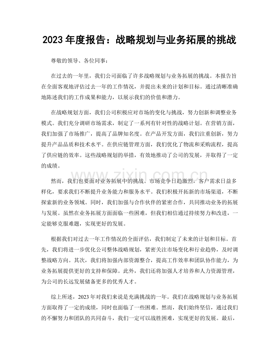 2023年度报告：战略规划与业务拓展的挑战.docx_第1页