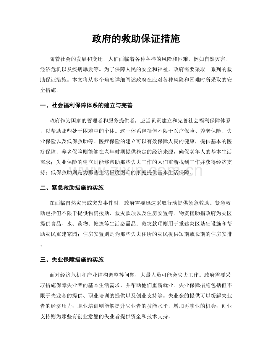 政府的救助保证措施.docx_第1页