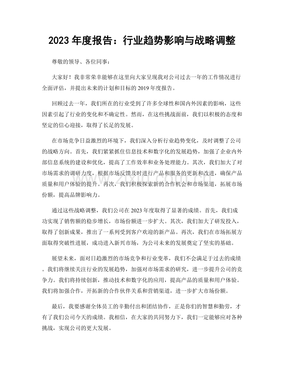 2023年度报告：行业趋势影响与战略调整.docx_第1页