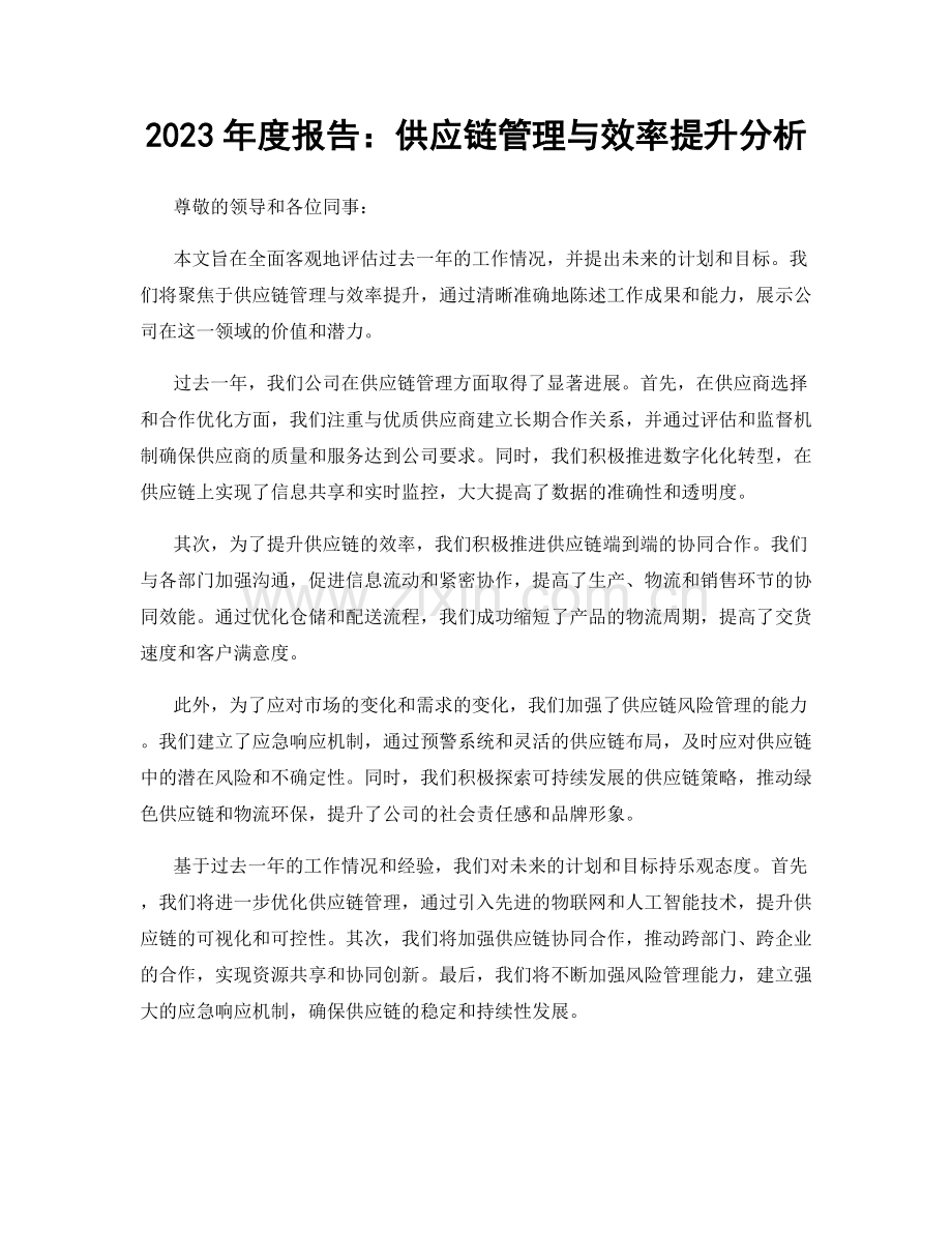 2023年度报告：供应链管理与效率提升分析.docx_第1页