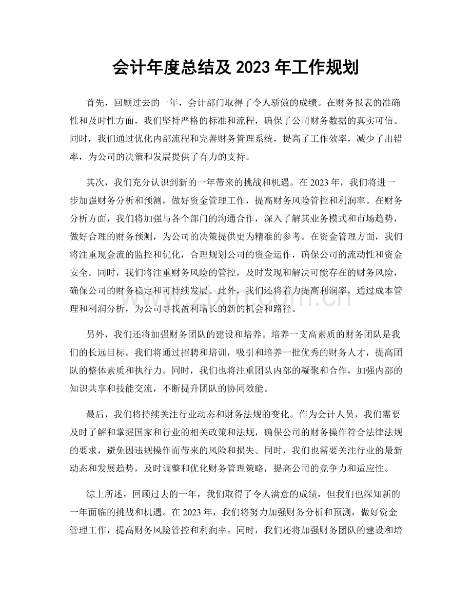 会计年度总结及2023年工作规划.docx_第1页