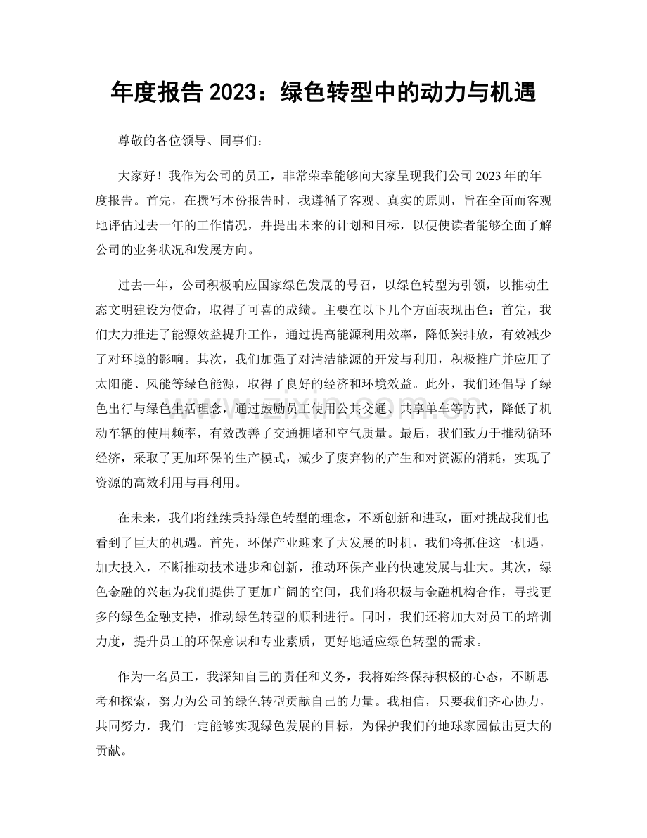 年度报告2023：绿色转型中的动力与机遇.docx_第1页