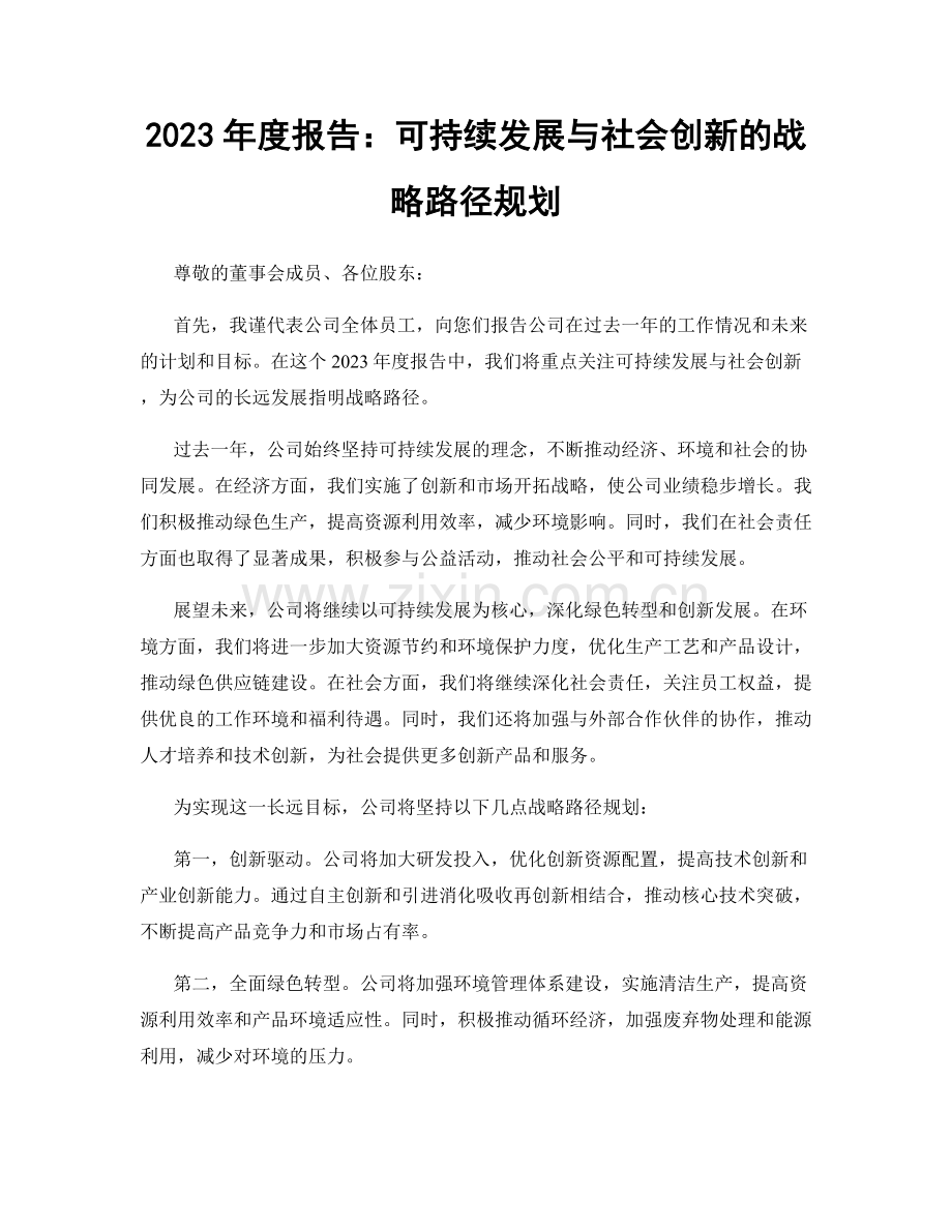 2023年度报告：可持续发展与社会创新的战略路径规划.docx_第1页