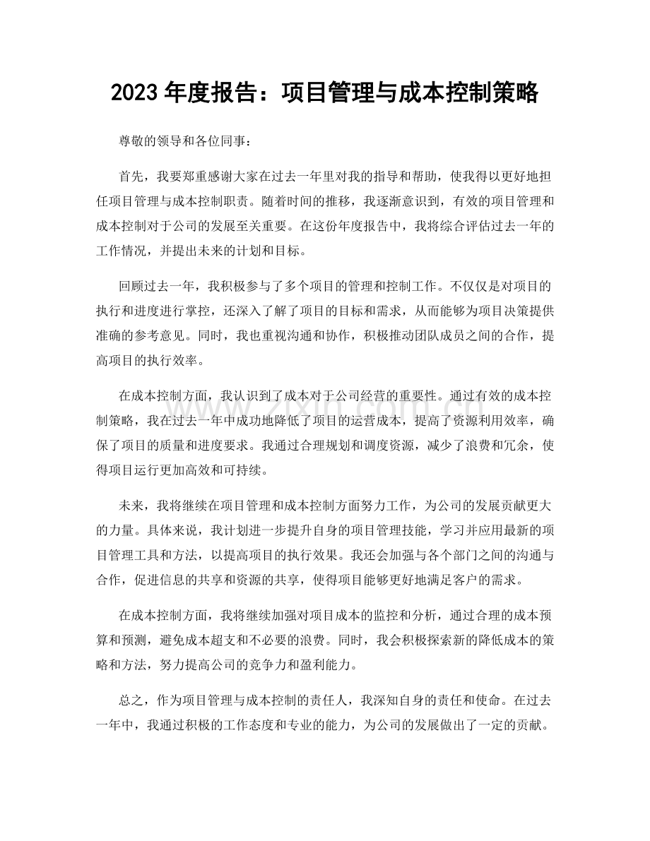 2023年度报告：项目管理与成本控制策略.docx_第1页