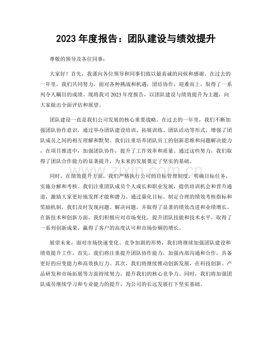 2023年度报告：团队建设与绩效提升.docx_第1页