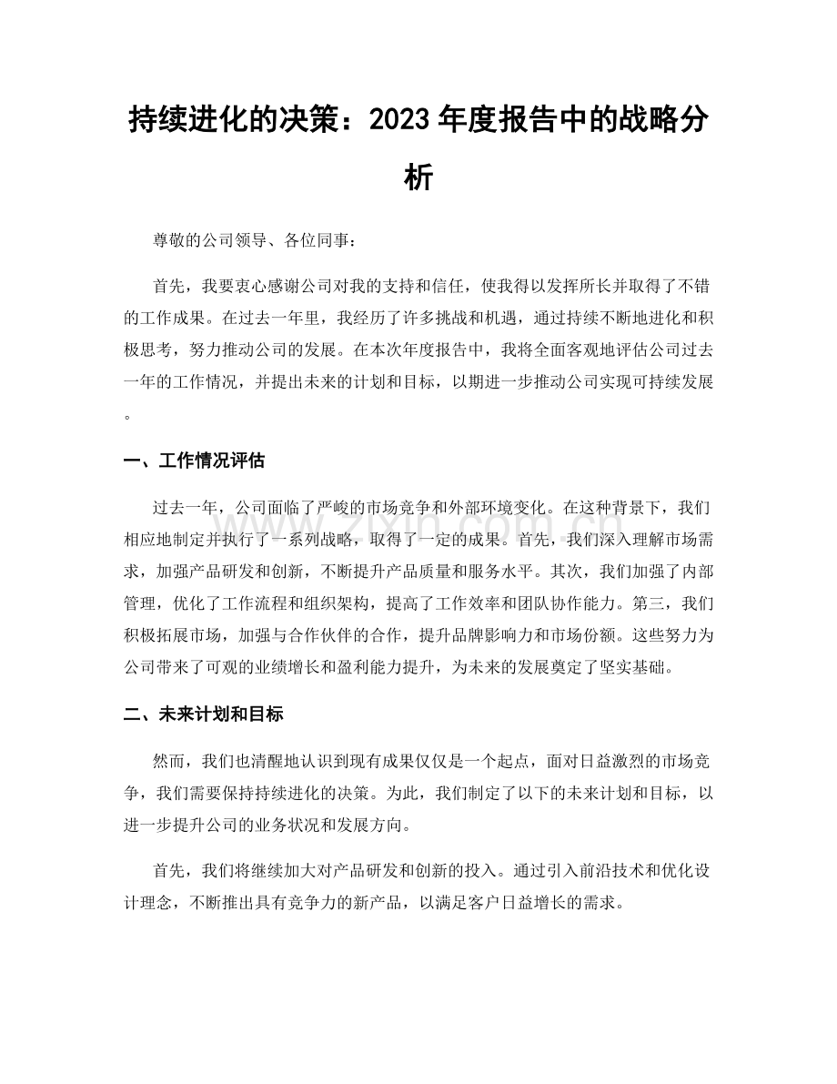 持续进化的决策：2023年度报告中的战略分析.docx_第1页