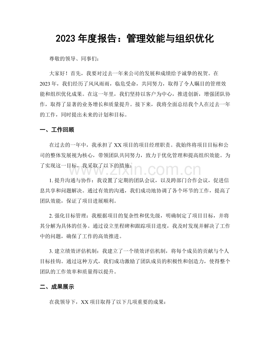 2023年度报告：管理效能与组织优化.docx_第1页