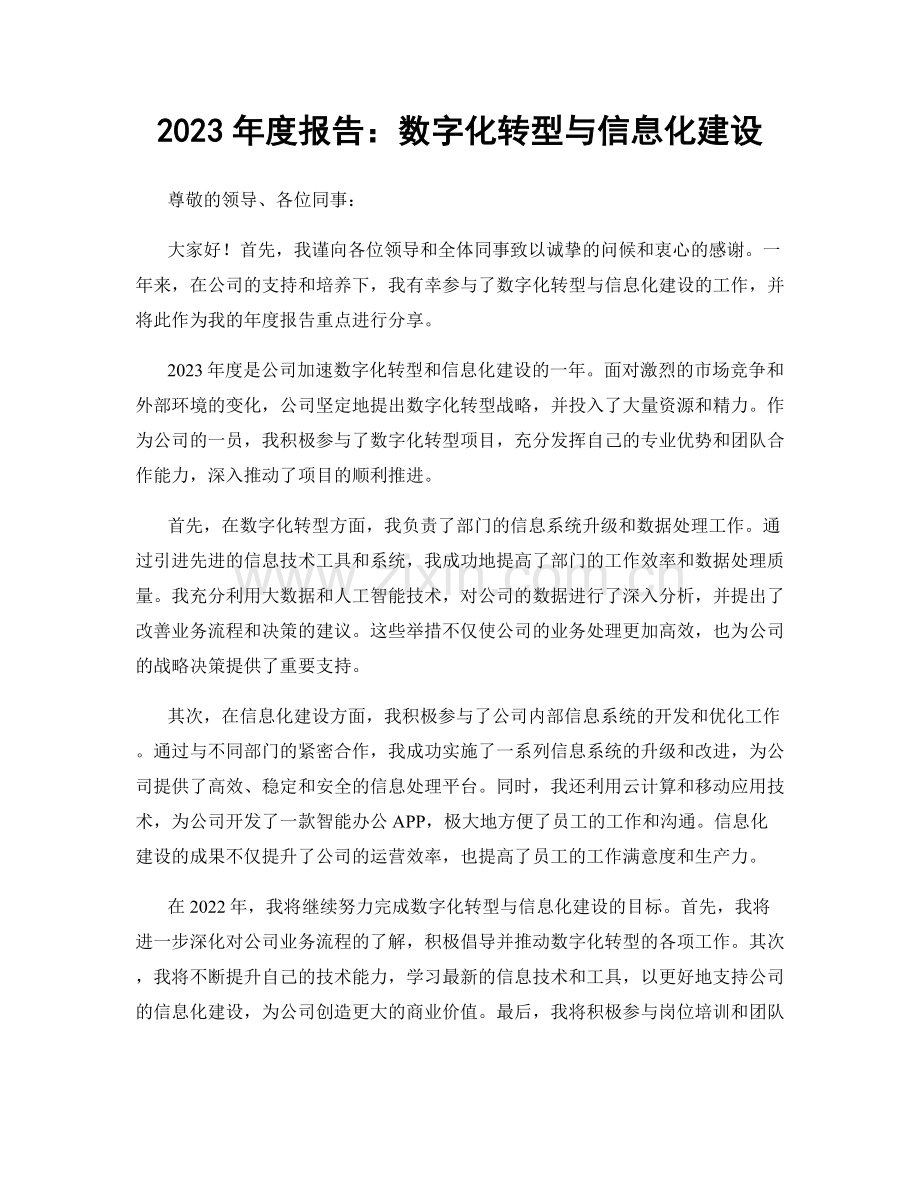 2023年度报告：数字化转型与信息化建设.docx_第1页