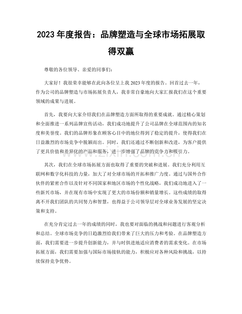 2023年度报告：品牌塑造与全球市场拓展取得双赢.docx_第1页