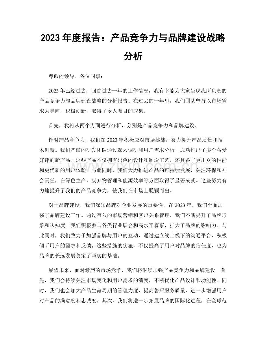 2023年度报告：产品竞争力与品牌建设战略分析.docx_第1页