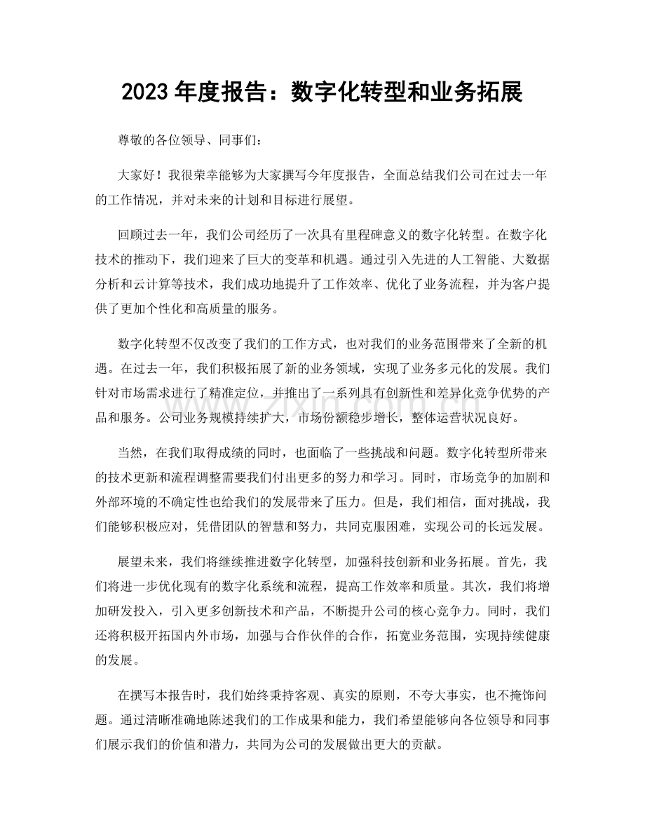 2023年度报告：数字化转型和业务拓展.docx_第1页