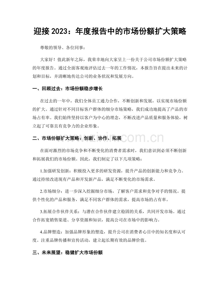 迎接2023：年度报告中的市场份额扩大策略.docx_第1页