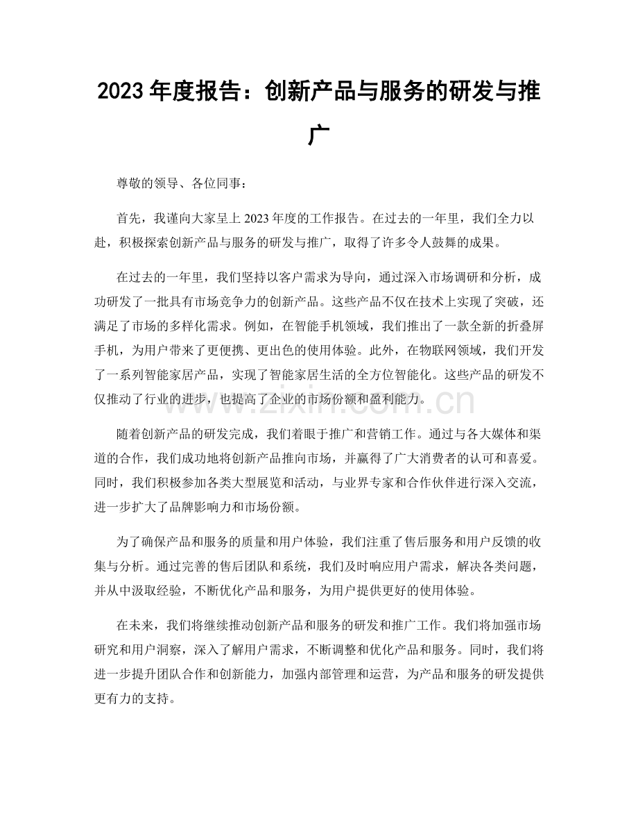 2023年度报告：创新产品与服务的研发与推广.docx_第1页