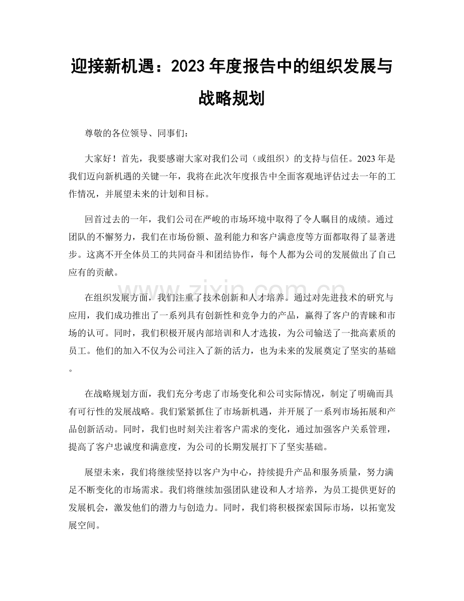 迎接新机遇：2023年度报告中的组织发展与战略规划.docx_第1页