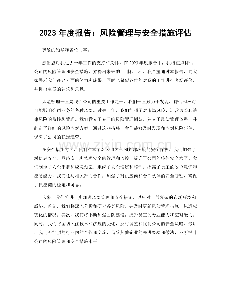 2023年度报告：风险管理与安全措施评估.docx_第1页