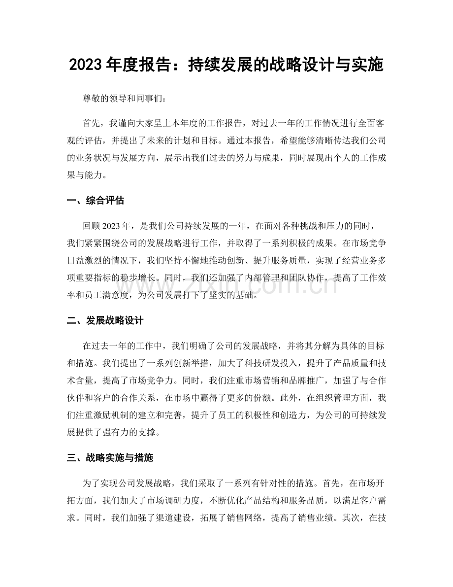 2023年度报告：持续发展的战略设计与实施.docx_第1页