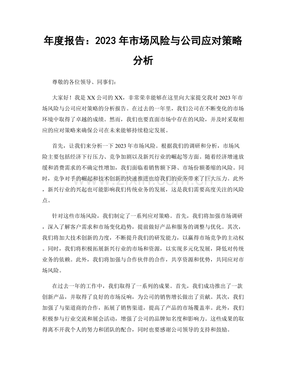 年度报告：2023年市场风险与公司应对策略分析.docx_第1页