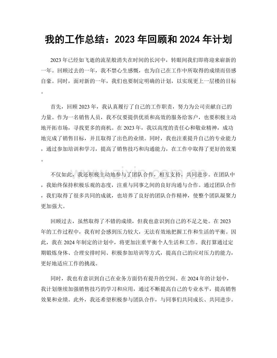 我的工作总结：2023年回顾和2024年计划.docx_第1页