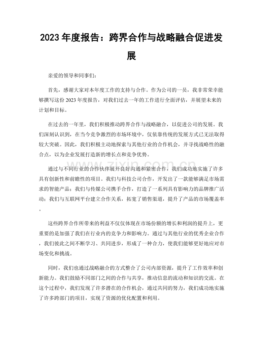 2023年度报告：跨界合作与战略融合促进发展.docx_第1页