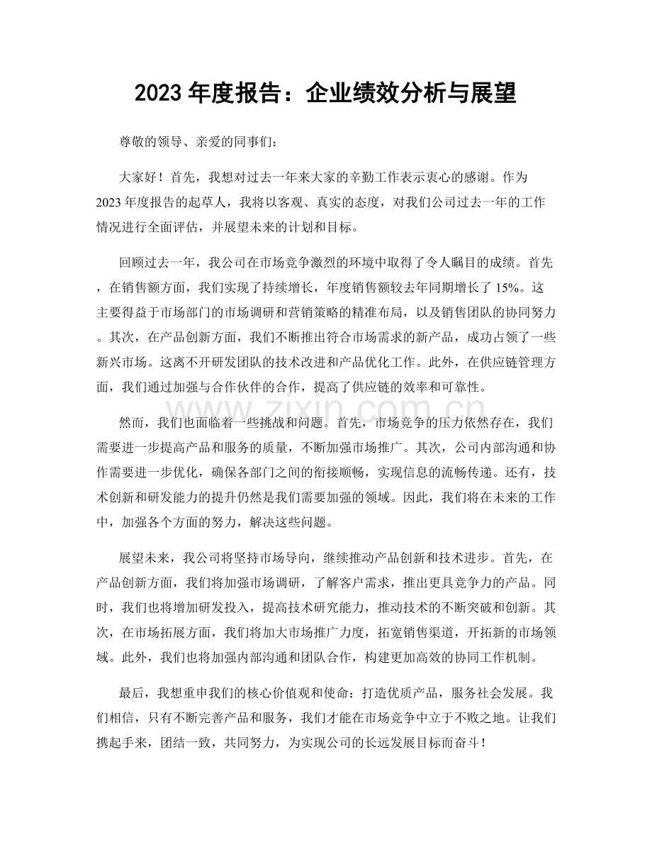 2023年度报告：企业绩效分析与展望.docx_第1页