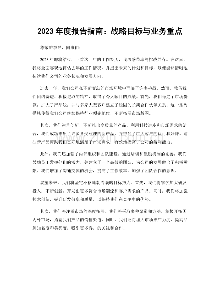 2023年度报告指南：战略目标与业务重点.docx_第1页