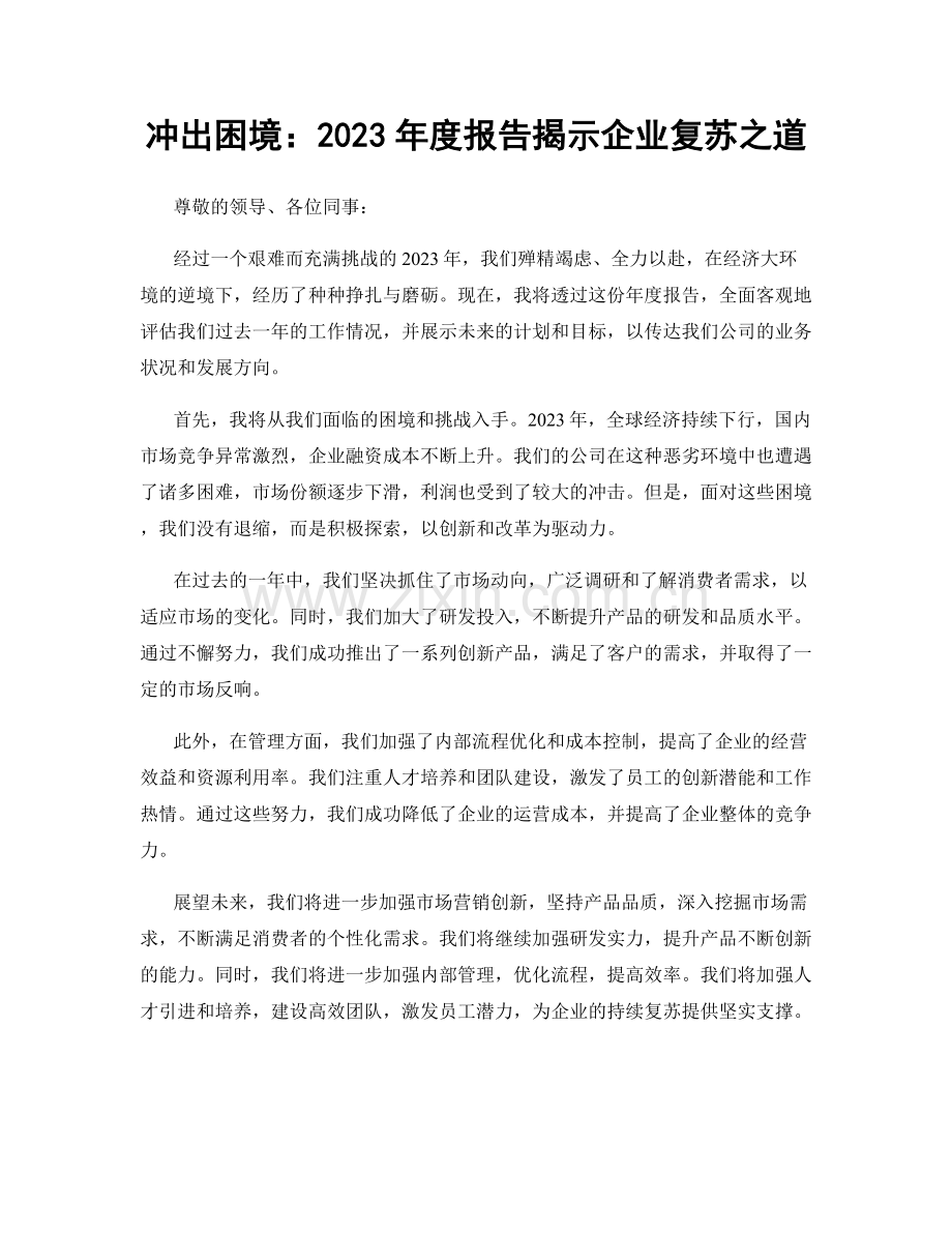 冲出困境：2023年度报告揭示企业复苏之道.docx_第1页