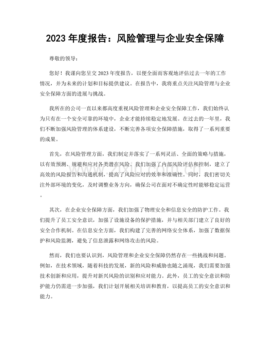 2023年度报告：风险管理与企业安全保障.docx_第1页