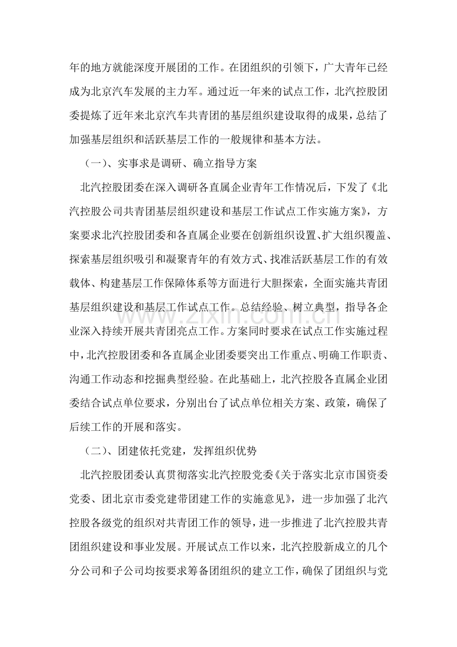 公司团委团中央试点单位工作情况汇报.doc_第2页