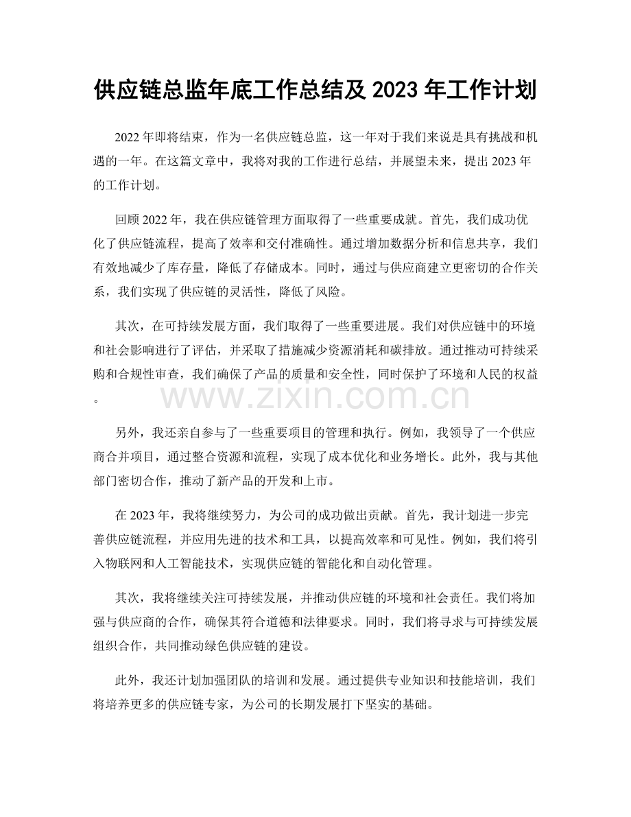 供应链总监年底工作总结及2023年工作计划.docx_第1页