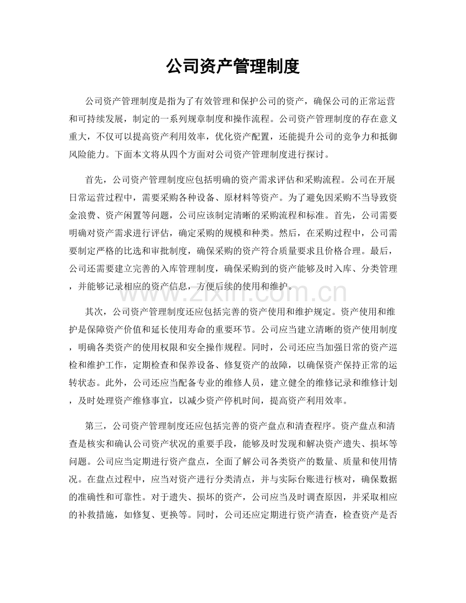 公司资产管理制度.docx_第1页