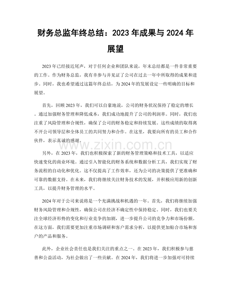 财务总监年终总结：2023年成果与2024年展望.docx_第1页