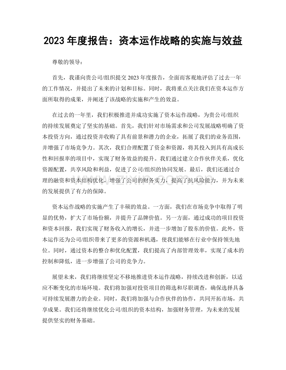 2023年度报告：资本运作战略的实施与效益.docx_第1页