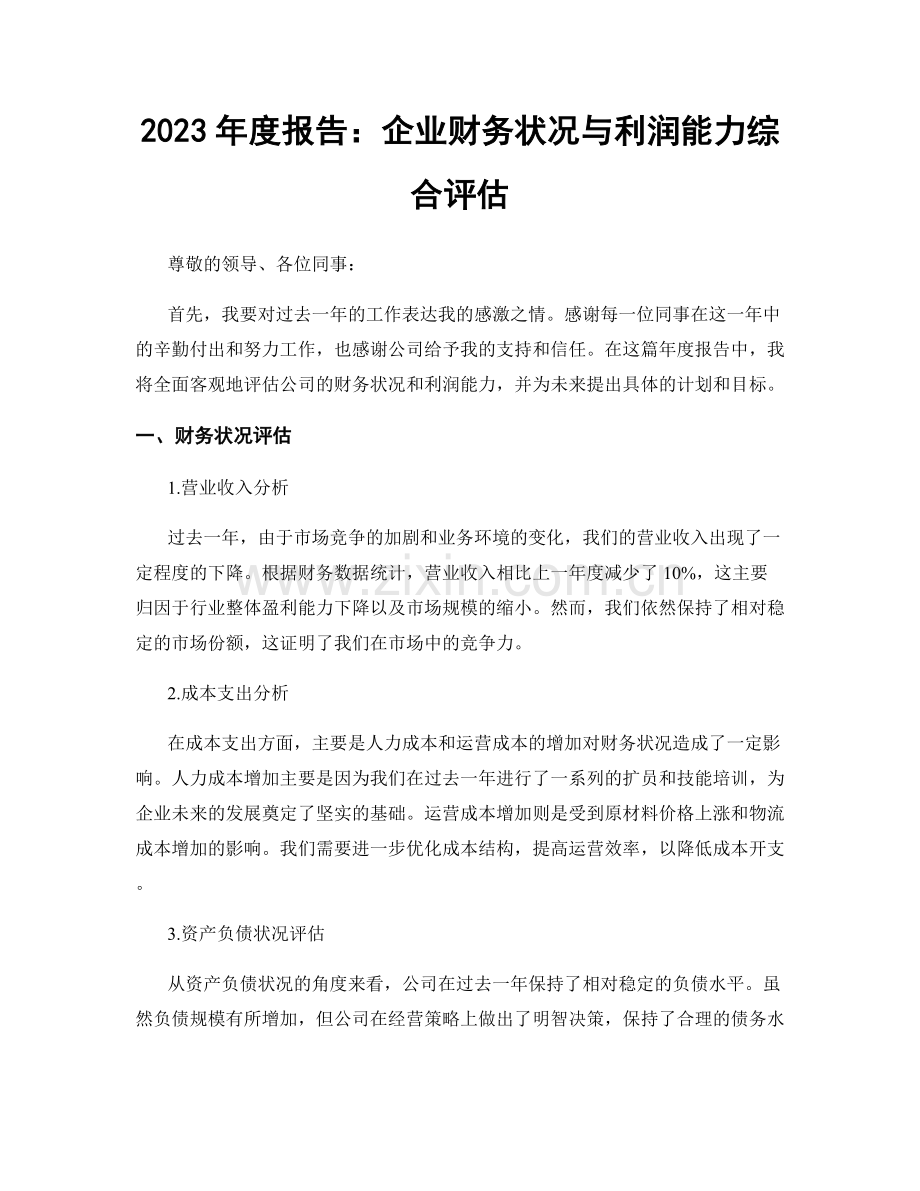 2023年度报告：企业财务状况与利润能力综合评估.docx_第1页