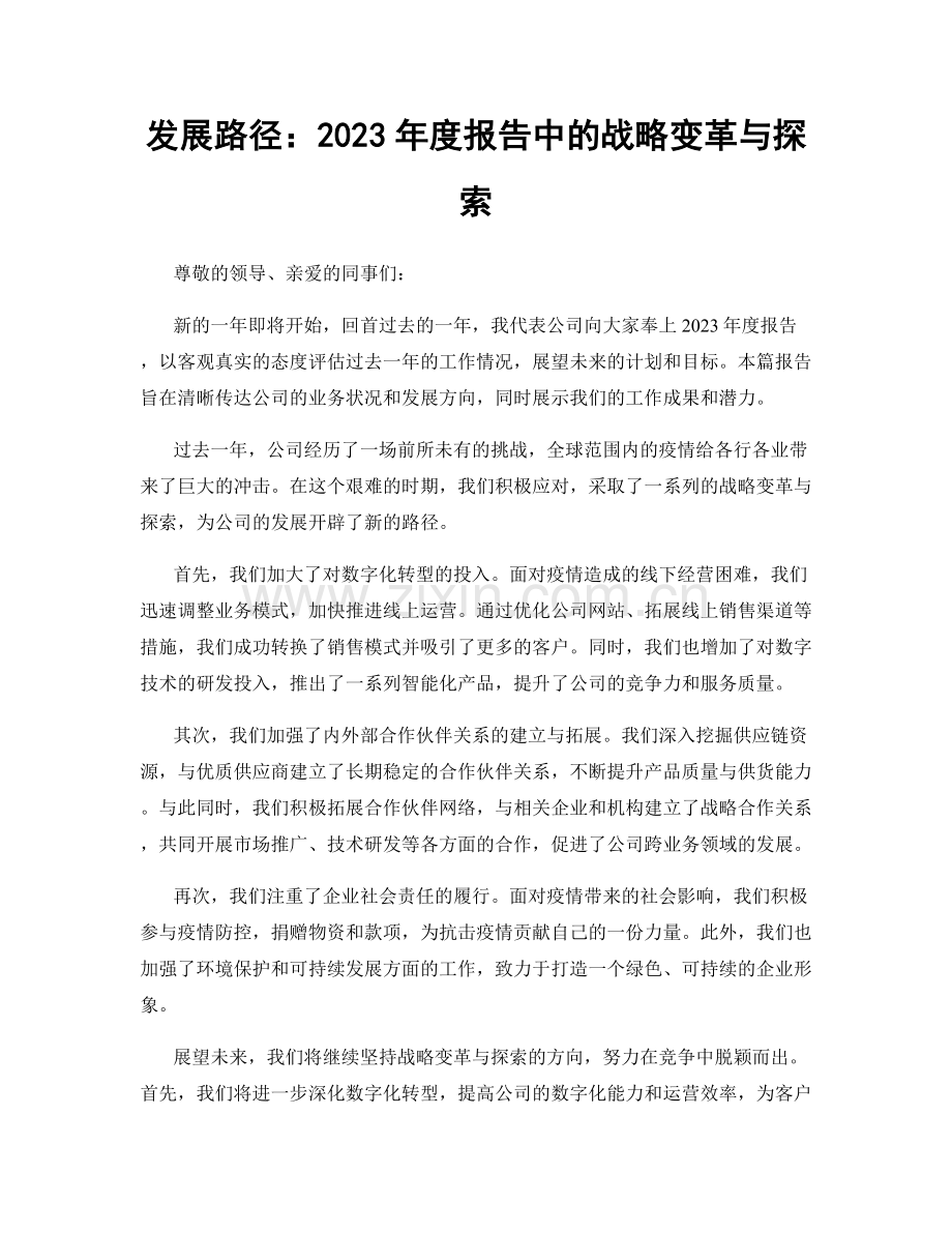 发展路径：2023年度报告中的战略变革与探索.docx_第1页