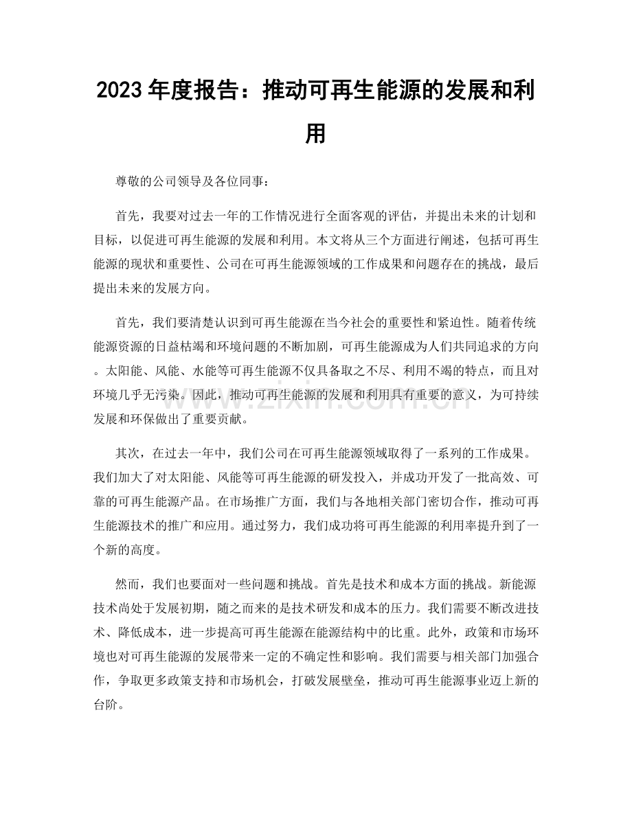 2023年度报告：推动可再生能源的发展和利用.docx_第1页