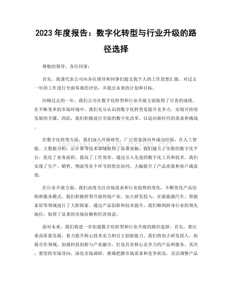 2023年度报告：数字化转型与行业升级的路径选择.docx_第1页