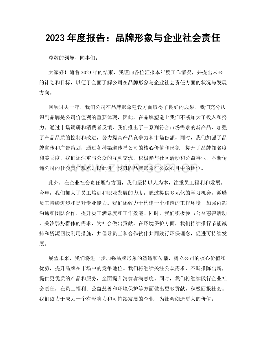 2023年度报告：品牌形象与企业社会责任.docx_第1页