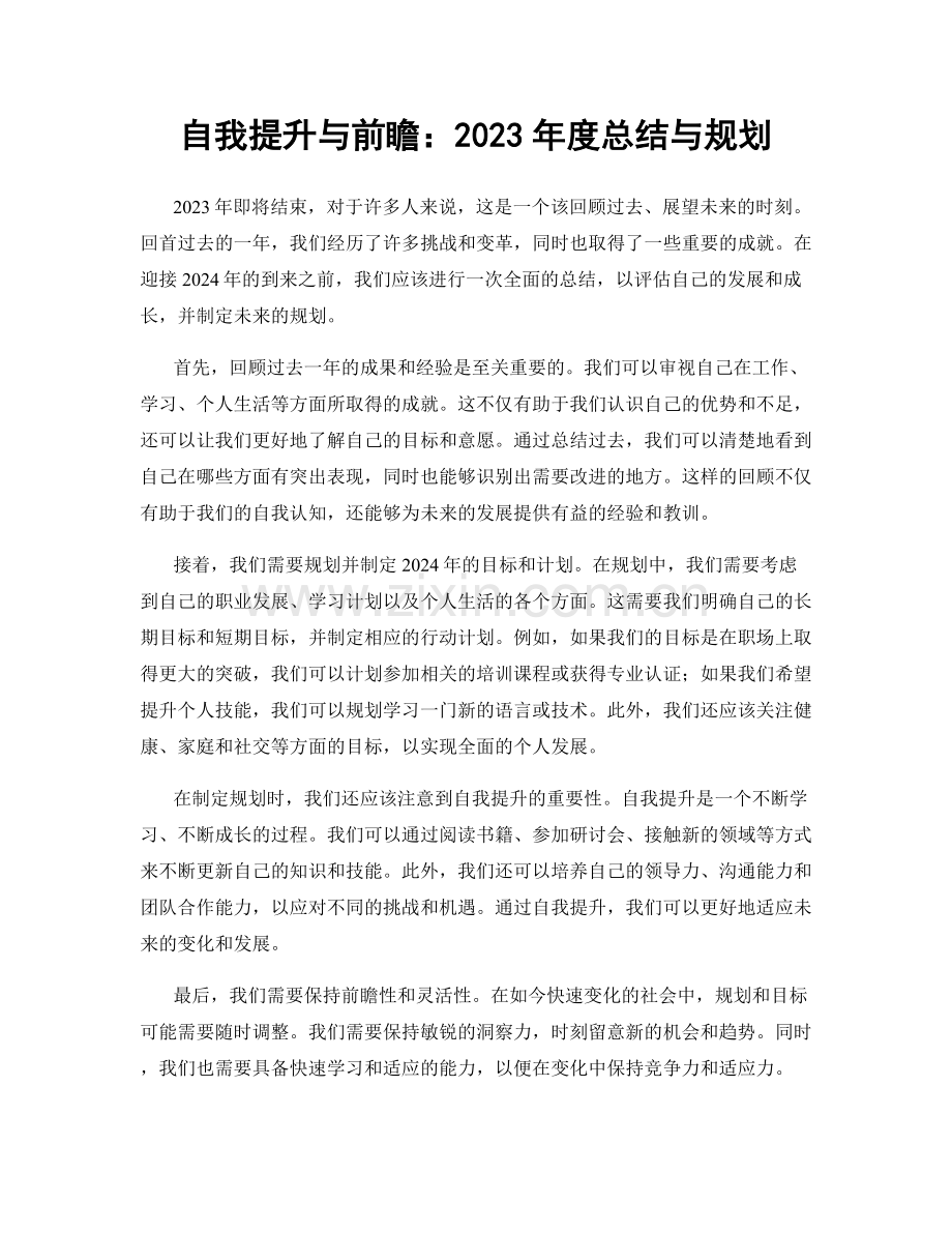 自我提升与前瞻：2023年度总结与规划.docx_第1页