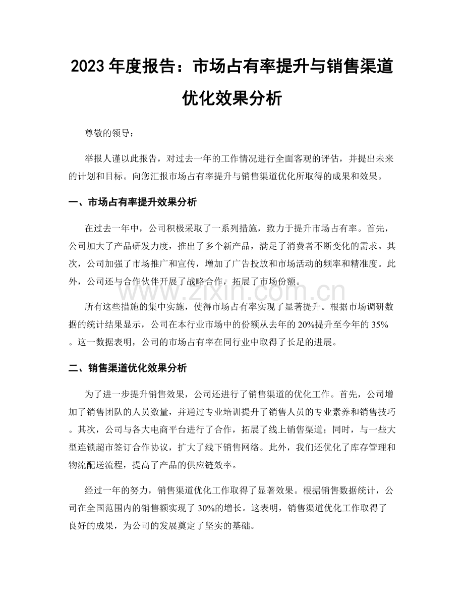 2023年度报告：市场占有率提升与销售渠道优化效果分析.docx_第1页