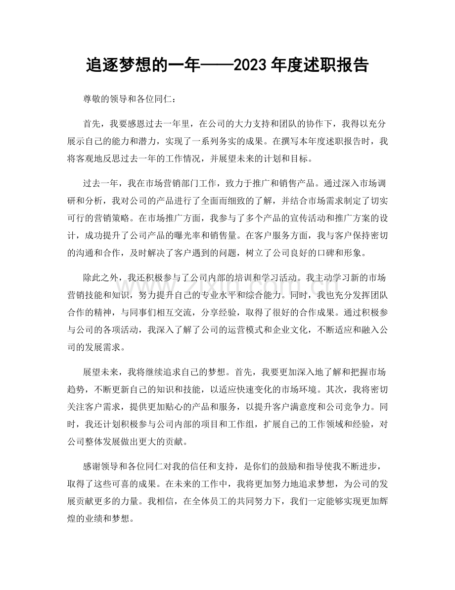 追逐梦想的一年——2023年度述职报告.docx_第1页