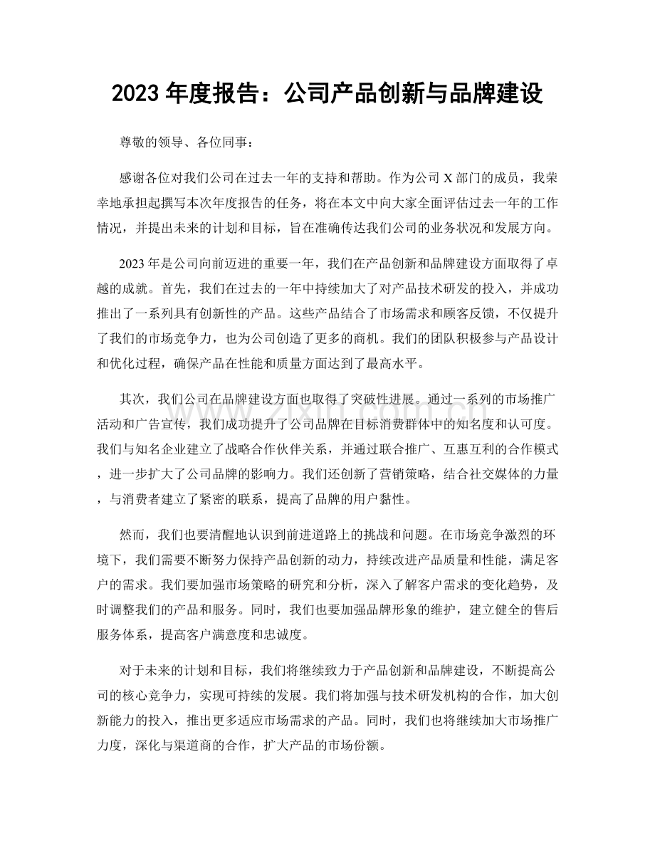 2023年度报告：公司产品创新与品牌建设.docx_第1页