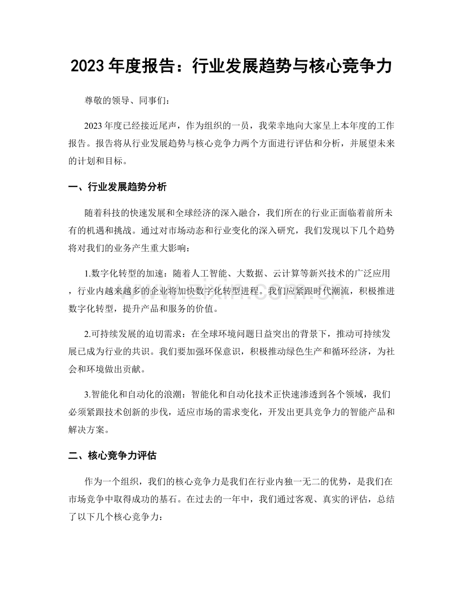 2023年度报告：行业发展趋势与核心竞争力.docx_第1页