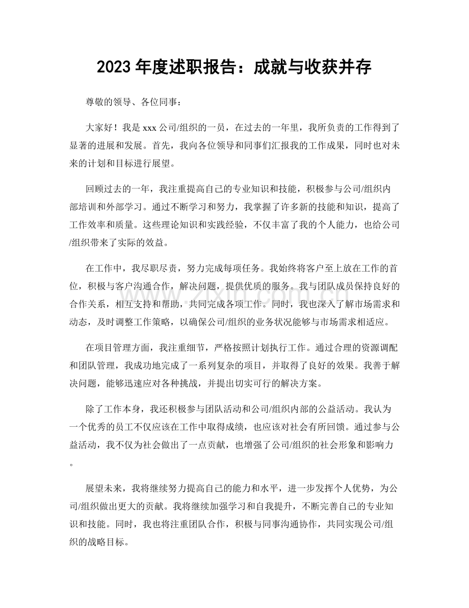 2023年度述职报告：成就与收获并存.docx_第1页