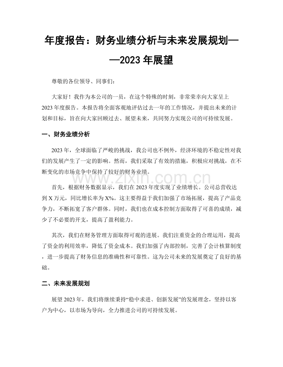 年度报告：财务业绩分析与未来发展规划——2023年展望.docx_第1页