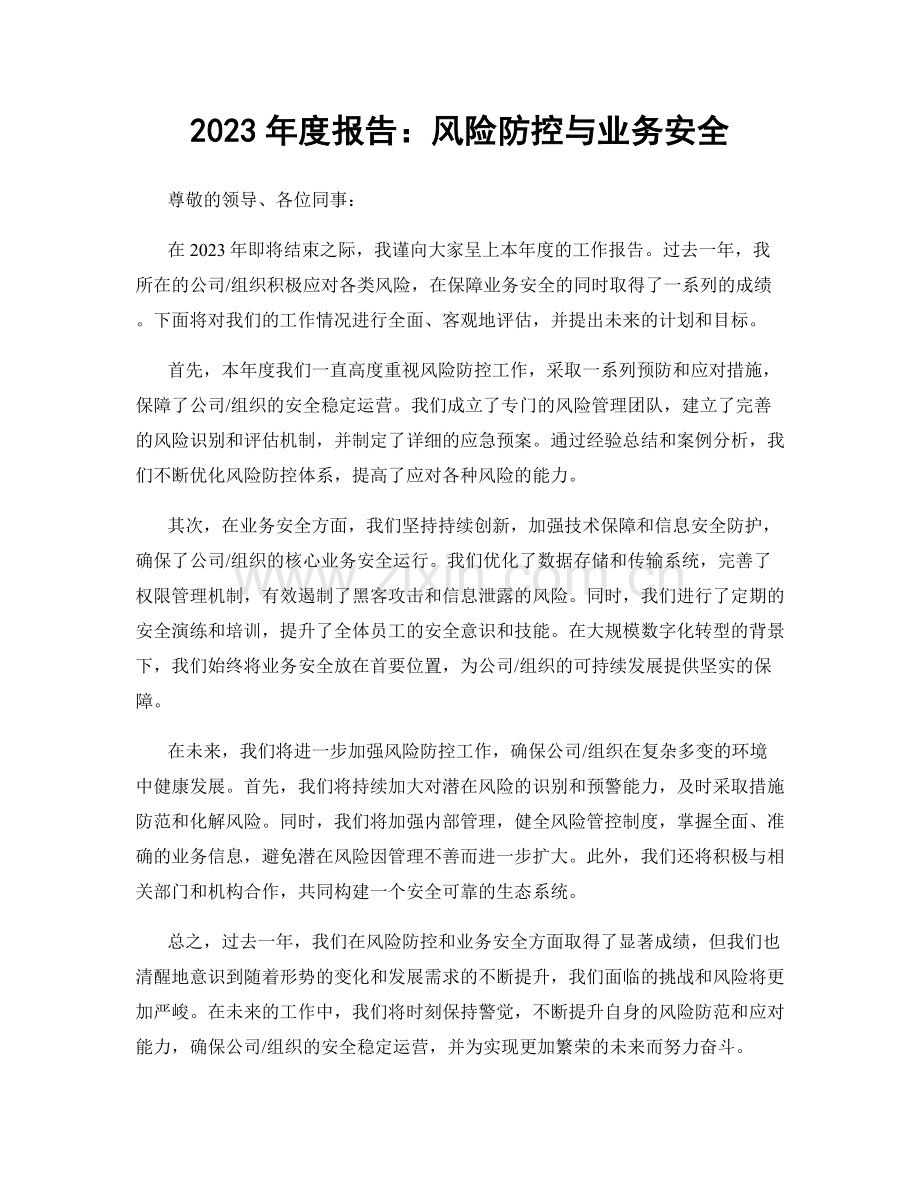 2023年度报告：风险防控与业务安全.docx_第1页