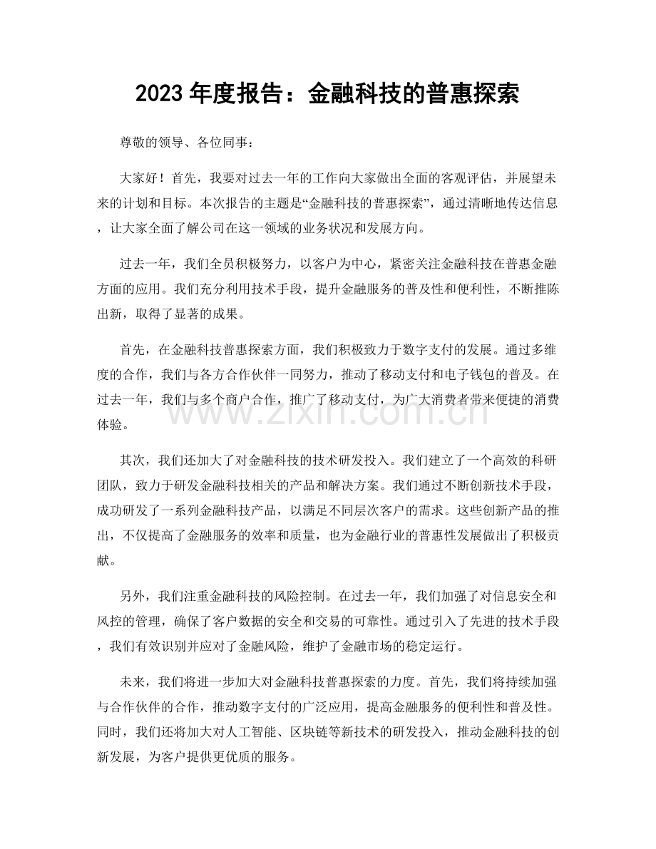 2023年度报告：金融科技的普惠探索.docx_第1页