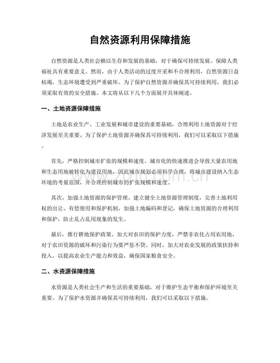 自然资源利用保障措施.docx_第1页