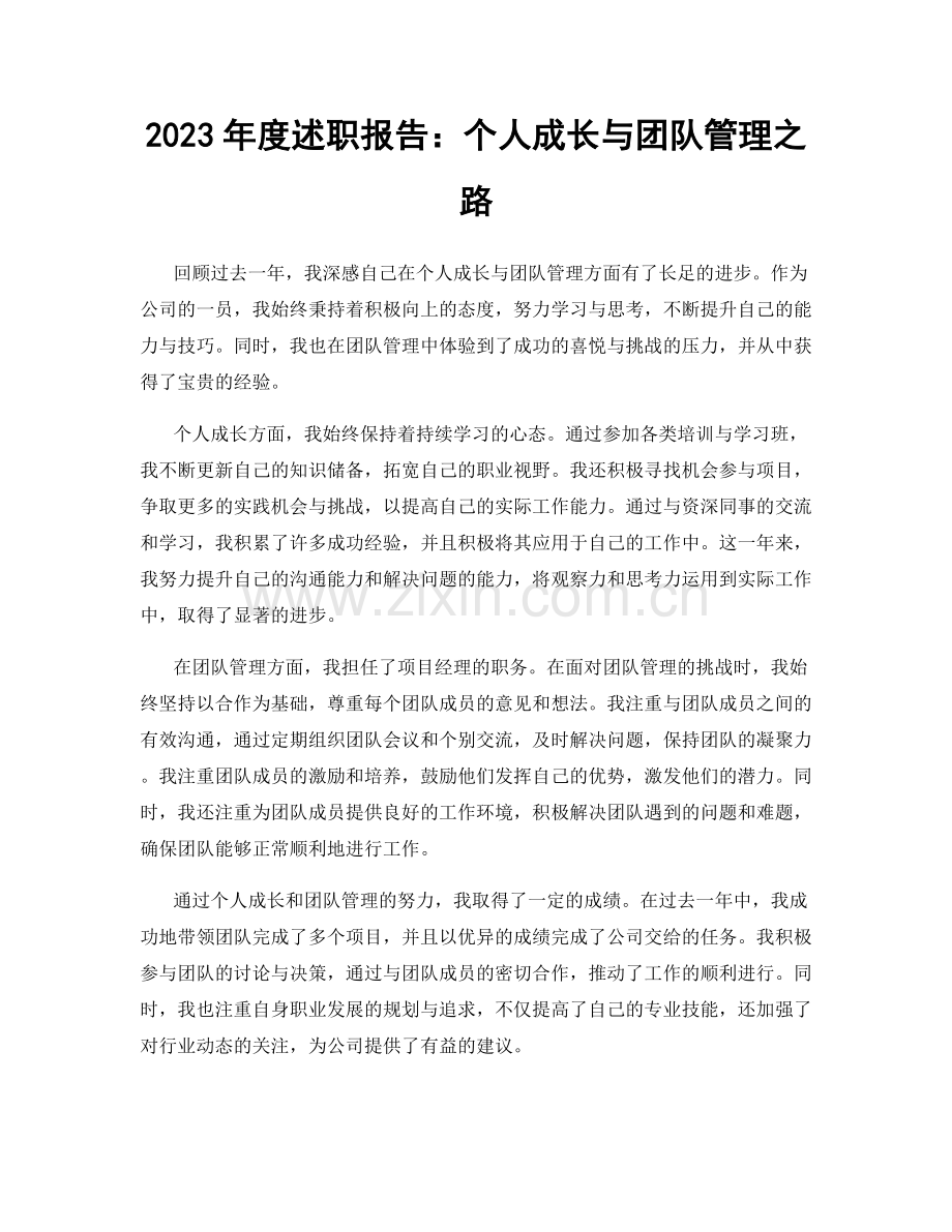 2023年度述职报告：个人成长与团队管理之路.docx_第1页