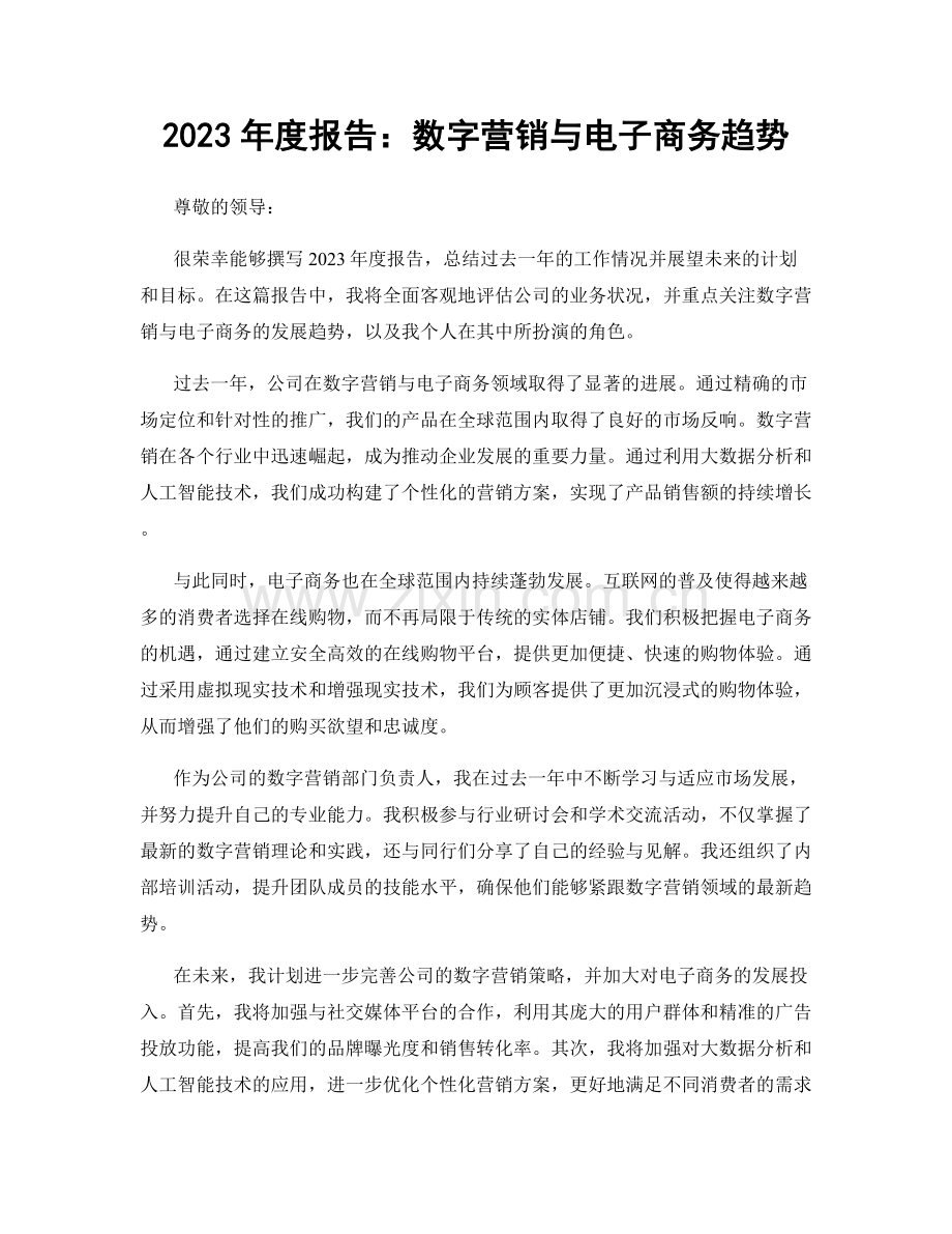 2023年度报告：数字营销与电子商务趋势.docx_第1页