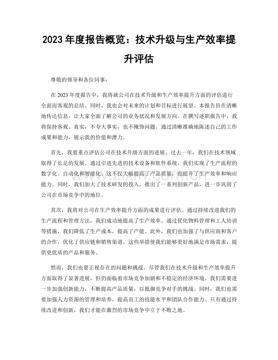 2023年度报告概览：技术升级与生产效率提升评估.docx_第1页